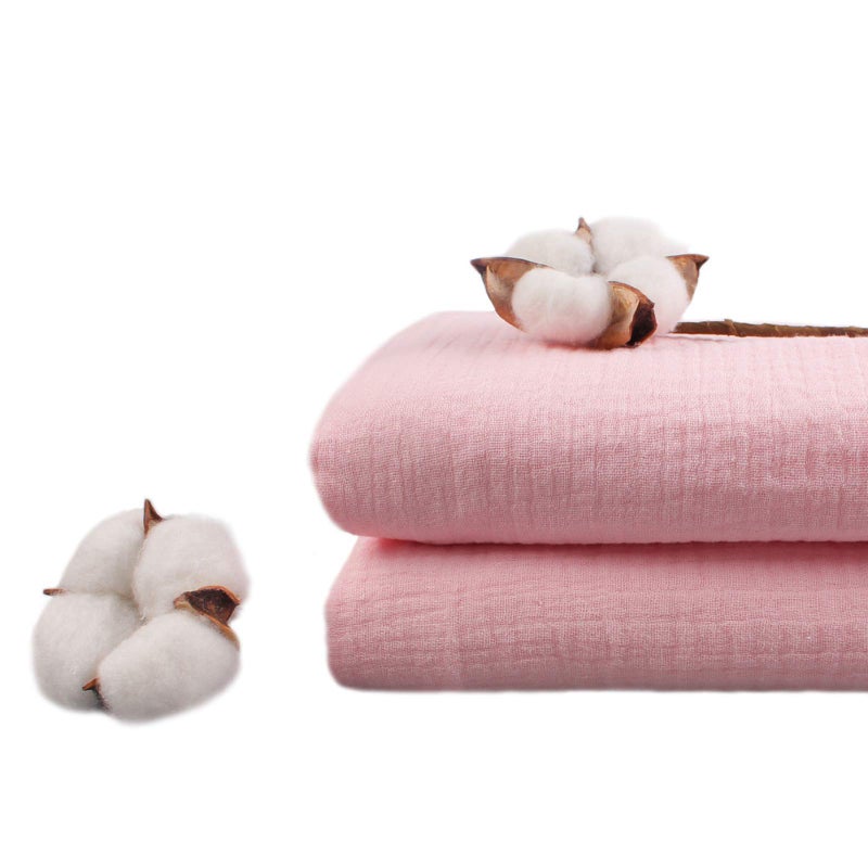 Zsedrut Wrinkle Gauze Cotton Material Quilting Sewing Craft Fabric Table Runners Decor Cloth for Party, Wedding Cheesecloth Kitchen Cooking (1 Yard, Pink) - Image 1